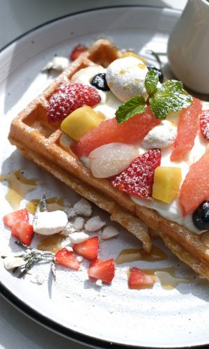 Belgian Waffle with Fruit & Yogurt